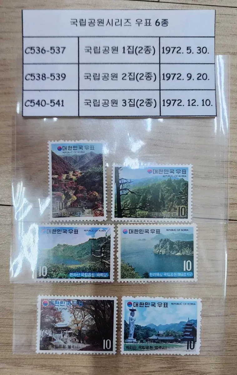 (우표)1972년 국립공원시리즈 6종